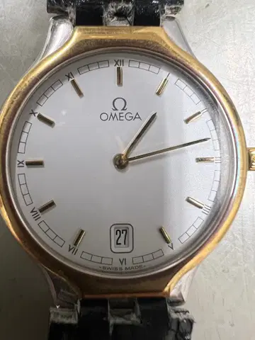 OMEGA 손목시계 쿼츠 화이트 다이얼