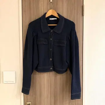 ZARA 데님 이펙트 니트 가디건