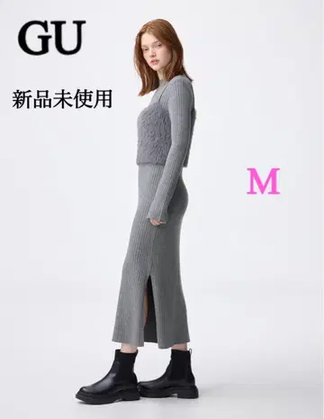 미사용 새상품 GU 2피스 뷔스티에 세트 원피스 그레이 M 사이즈