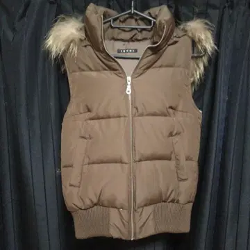 INGNI 후드 부착 브라운 다운 베스트