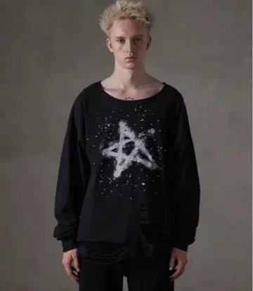 GRANCY 큐빅 그래픽 디자인 롱T 블랙