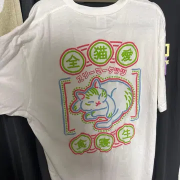 3marketst 컬러풀 고양이 디자인 T셔츠