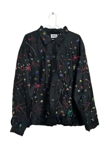 Chico's Design 불꽃놀이 비즈 스팽글 실크 자켓