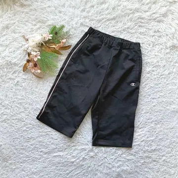 [챔피온] (S) 하프 팬츠 허리밴딩 밑단 슬릿 아웃도어 블랙