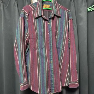 ST. JOHN'S BAY 스트라이프 패턴 플란넬 셔츠 XL