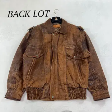 R107 L 백 로트 빈티지 브라운 가죽 재킷 남성용