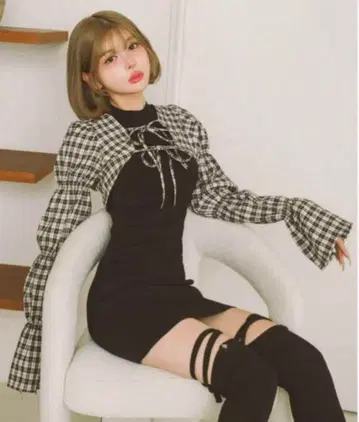 다리치 셔링 볼레로 미니 원피스