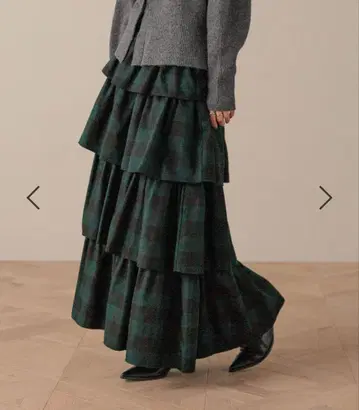 LOWRYS FARM 로리즈팜 체크 캉캉 스커트 그린