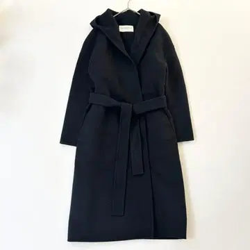 투모로우랜드 더블 페이스 벨티드 코트 후드 리버 코트 블랙 34