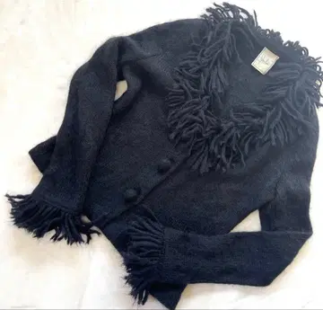 시빌라 프린지 블랙 가디건 M 모헤어 일본제