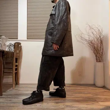 천연 가죽 레더 카 코트 GVF 더블 프렌치 빈티지 코르비제