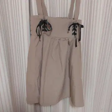 베이지 오버롤 스커트