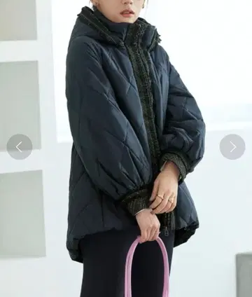 루일 에 부티크 라이트 서모 트위드 퀼팅 다운 네이비 LL