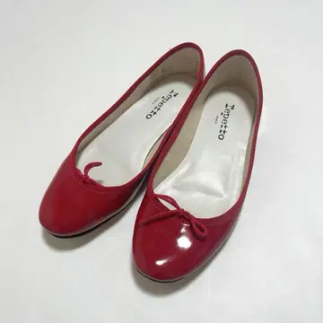 새상품급 repetto 에나멜 발레 슈즈 상드리옹 빨간색 37 23cm