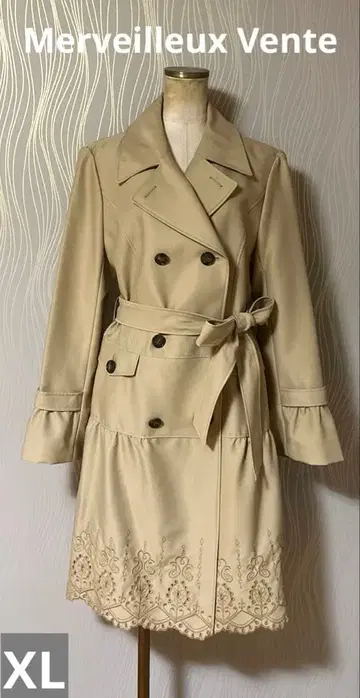 빅 사이즈 Merveilleux Vente 트렌치코트 밑단 레이스