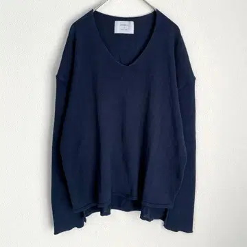 STUDIOUS 드롭 숄더 시어 니트 다크 네이비 네이비 긴팔 V넥