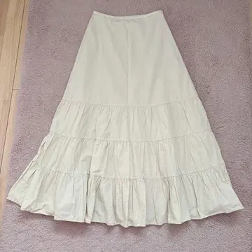 미라 오웬 롱 캉캉 스커트 얇은 베이지 1