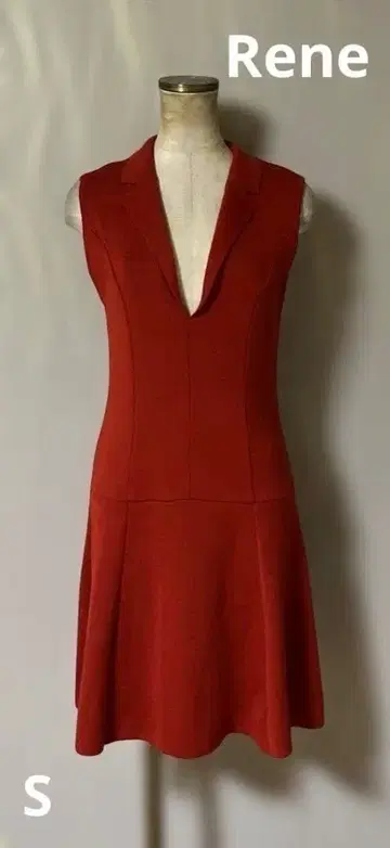 Rene 루네 울 리브 니트 원피스 레드