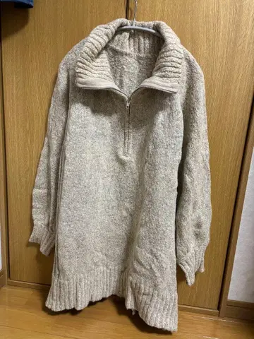 하이 ZIP 니트 미니 원피스