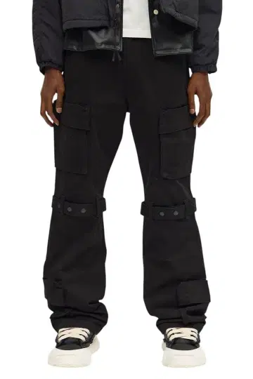 새상품 Nova Men 스택 플레어 카고 팬츠 블랙 30 S