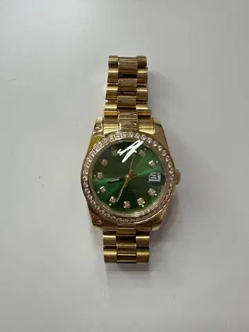 자동 와인딩 시계 그린 골드