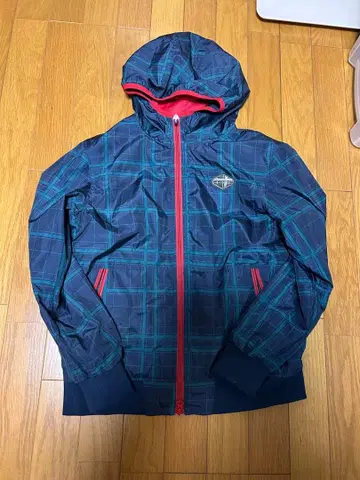 피드라 체크 무늬 후드 부착 블루종 후드티