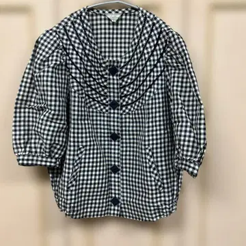 Leilian 체크 무늬 칠부 소매 블라우스 9호 빈티지