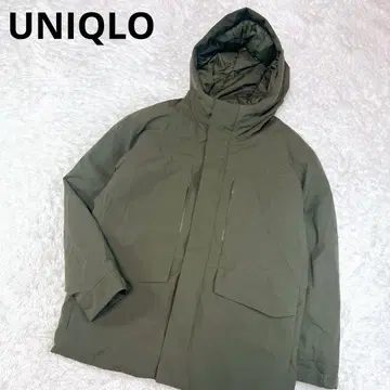 컨디션 최상 유니클로 하이브리드 다운 후드티 카키 S