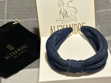 ALEXANDRE DE PARIS 데님 가죽 리본 머리띠