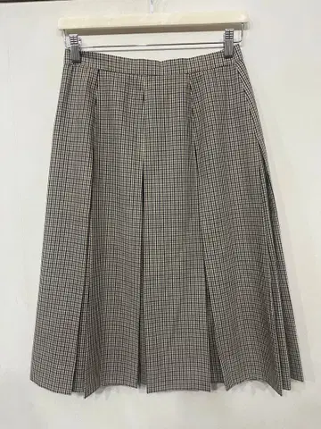 아쿠아 스큐텀 체크 무늬 플리츠 스커트 무릎 기장