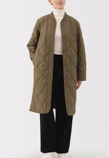 무인양품 포근한 솜 퀼팅 코트 다크 베이지 M 충전솜 새상품