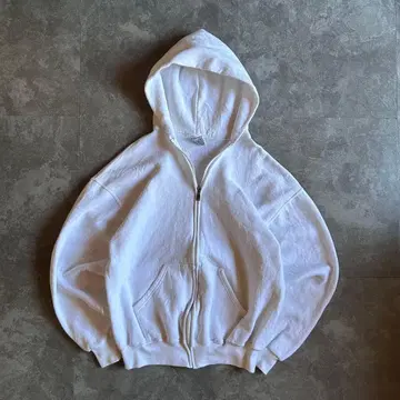 90s 러셀 애슬레틱 지퍼 후드티 화이트 L 무지 맨투맨