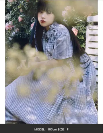 (merry jenny) 깅엄 체크 리본 드로스트 원피스