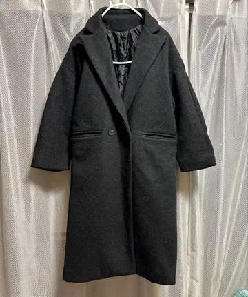 그레이 블랙 롱 코트 여성용