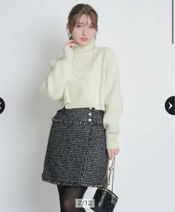 아푸와이저 리셰 트위드 스커트 랩 미니 스커트 JUSGLITTY