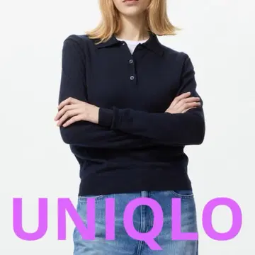 UNIQLO 메리노 폴로 스웨터 네이비