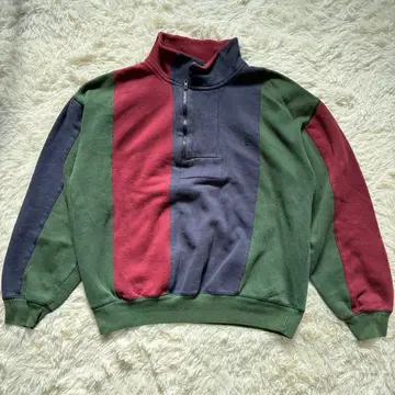 [ 레어 ] 90s 노티카 하프 지퍼 맨투맨 멀티 컬러 L 사이즈