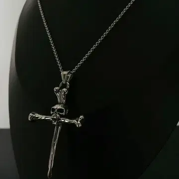 빈티지 스컬 로사리오 펜던트 목걸이 해골 스컬 실버