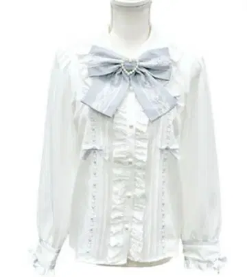디어마이러브 사다리 레이스 리본 프릴 블라우스