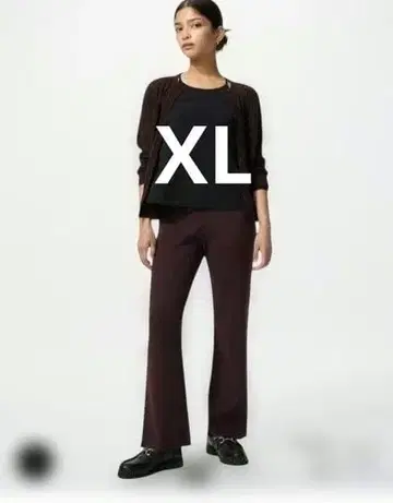 유니클로 워셔블 니트 리브 팬츠 XL 와인