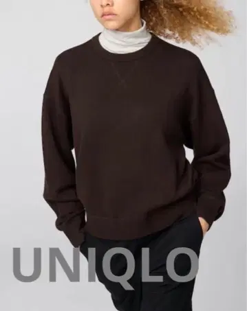 [ UNIQLO ] 스무스 코튼 크루넥 스웨터 다크 브라운 M