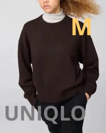 [ UNIQLO ] 스무스 코튼 크루넥 스웨터 다크 브라운 M