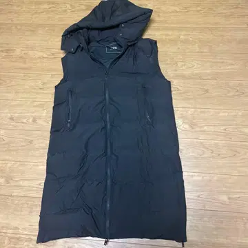 ZARA 후드 부착 블랙 롱 다운 베스트