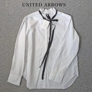 유나이티드 애로우즈 UNITED ARROWS 화이트 프릴 리본 블라우스