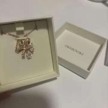 스와로브스키 SWAROVSKI 리본 목걸이 핑크 골드