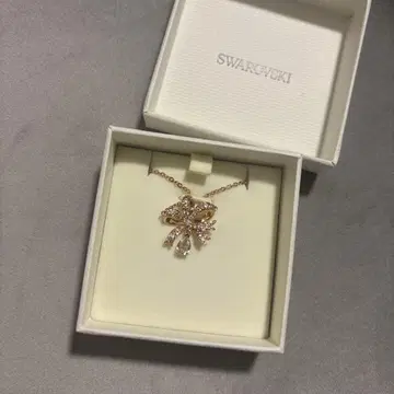 스와로브스키 SWAROVSKI 리본 목걸이 핑크 골드