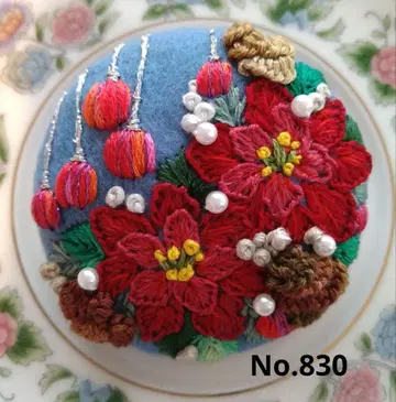 No.830 자수 브로치 핸드메이드 5cm
