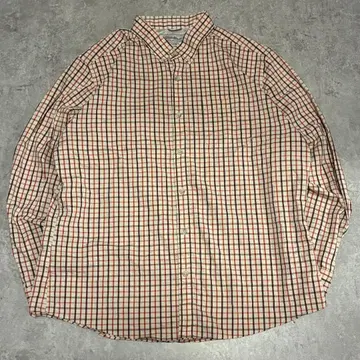 Eddie Bauer 박스 체크 프린트 택 코튼 셔츠 XL