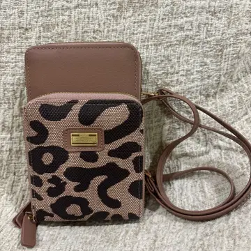 레오파드 무늬 숄더백 핑크 베이지 레오파드