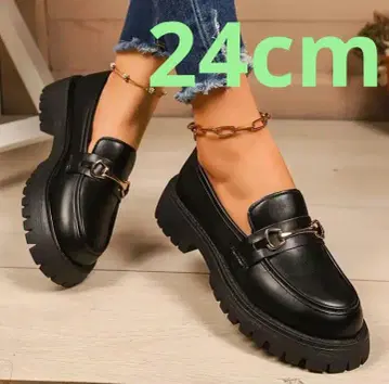 추천 U 여성용 비트 로퍼 통굽 블랙 24cm 라스트 1점